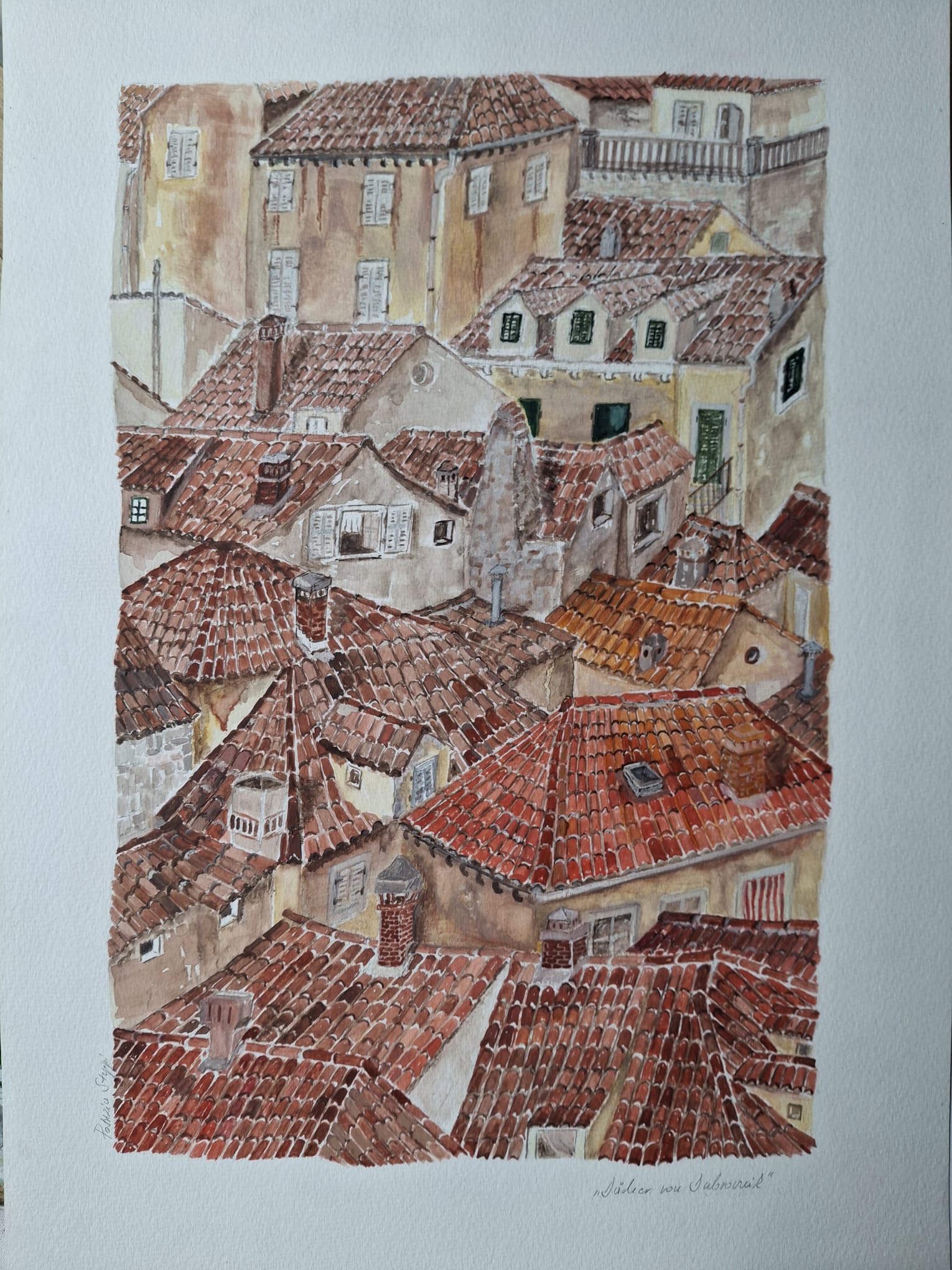 Dächer von Dubrovnik – Aquarell von Patrizia Steppi
