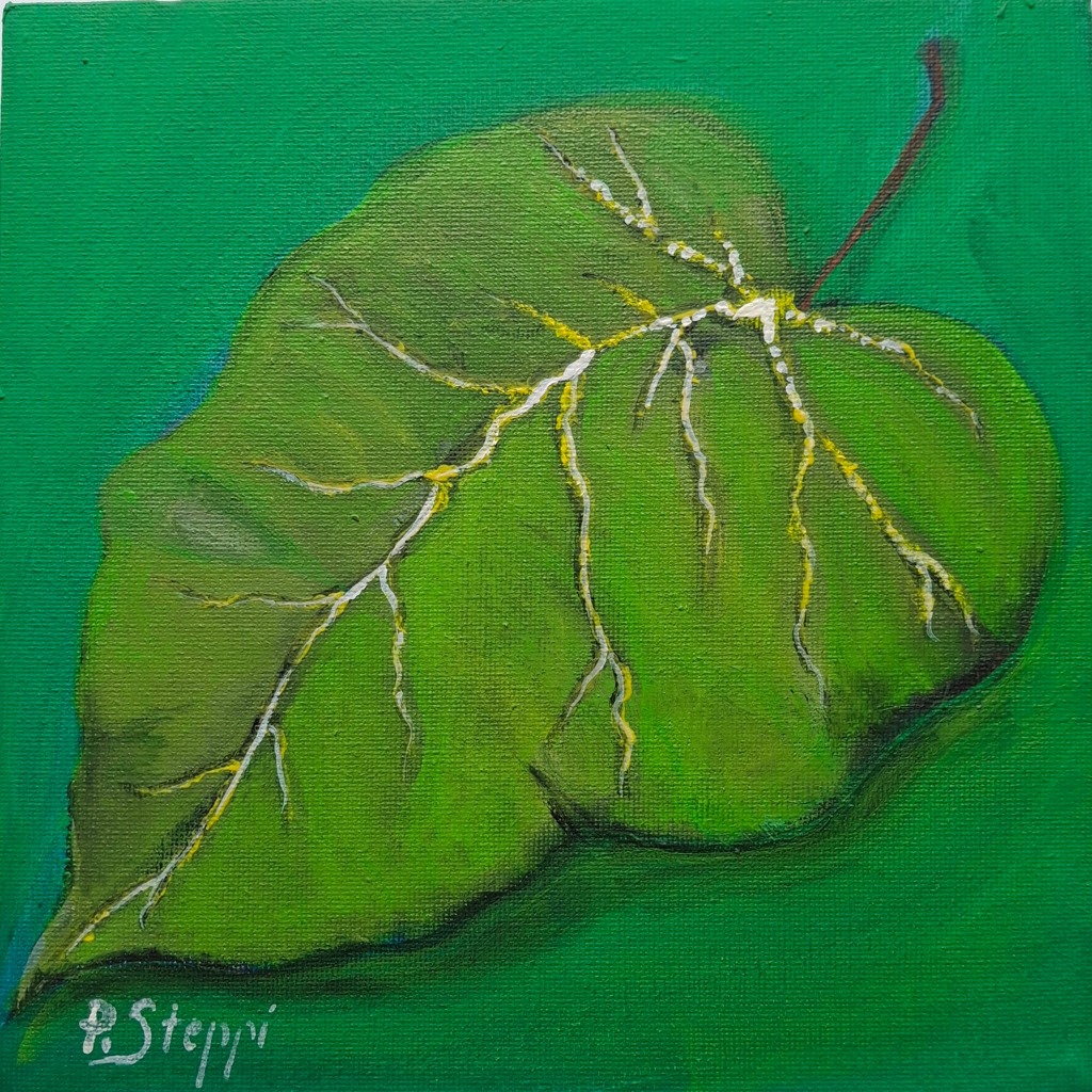 Das grüne Blatt – Acryl auf Leinwand von Patrizia Steppi