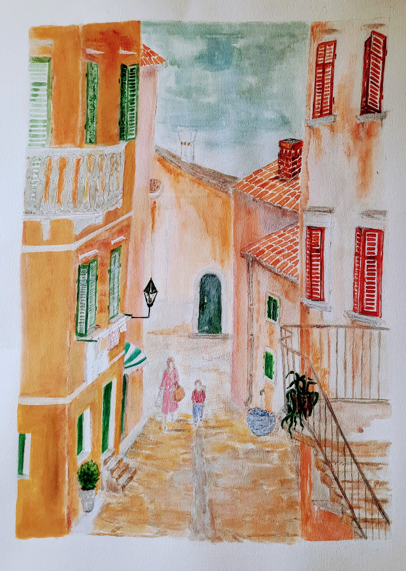 Gasse in Grožnjan – Aquarell von Patrizia Steppi